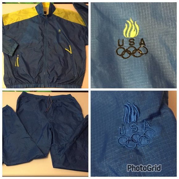 Vintage JCPenney Olympic Two Piece Nylon Tracksuit Pants Jacket Colorblock (T8)